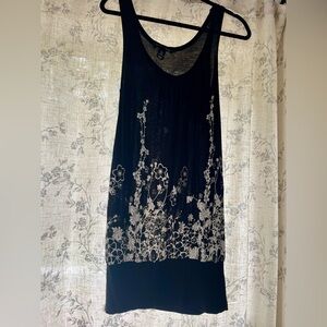H&M Black Dress with White Floral Pattern